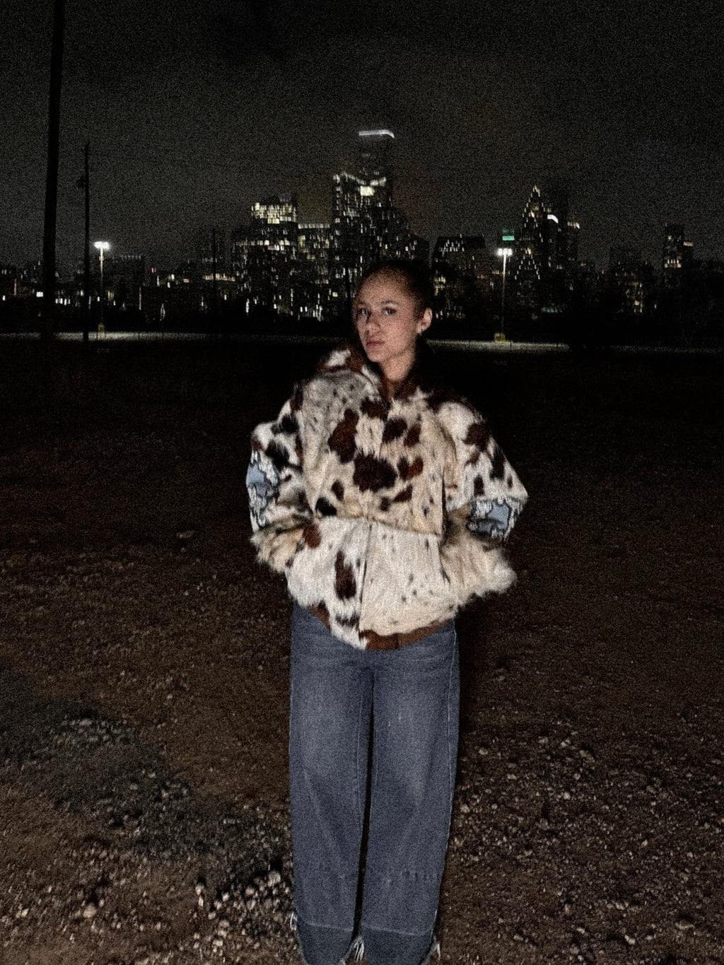Patched Cowhide Hoodie