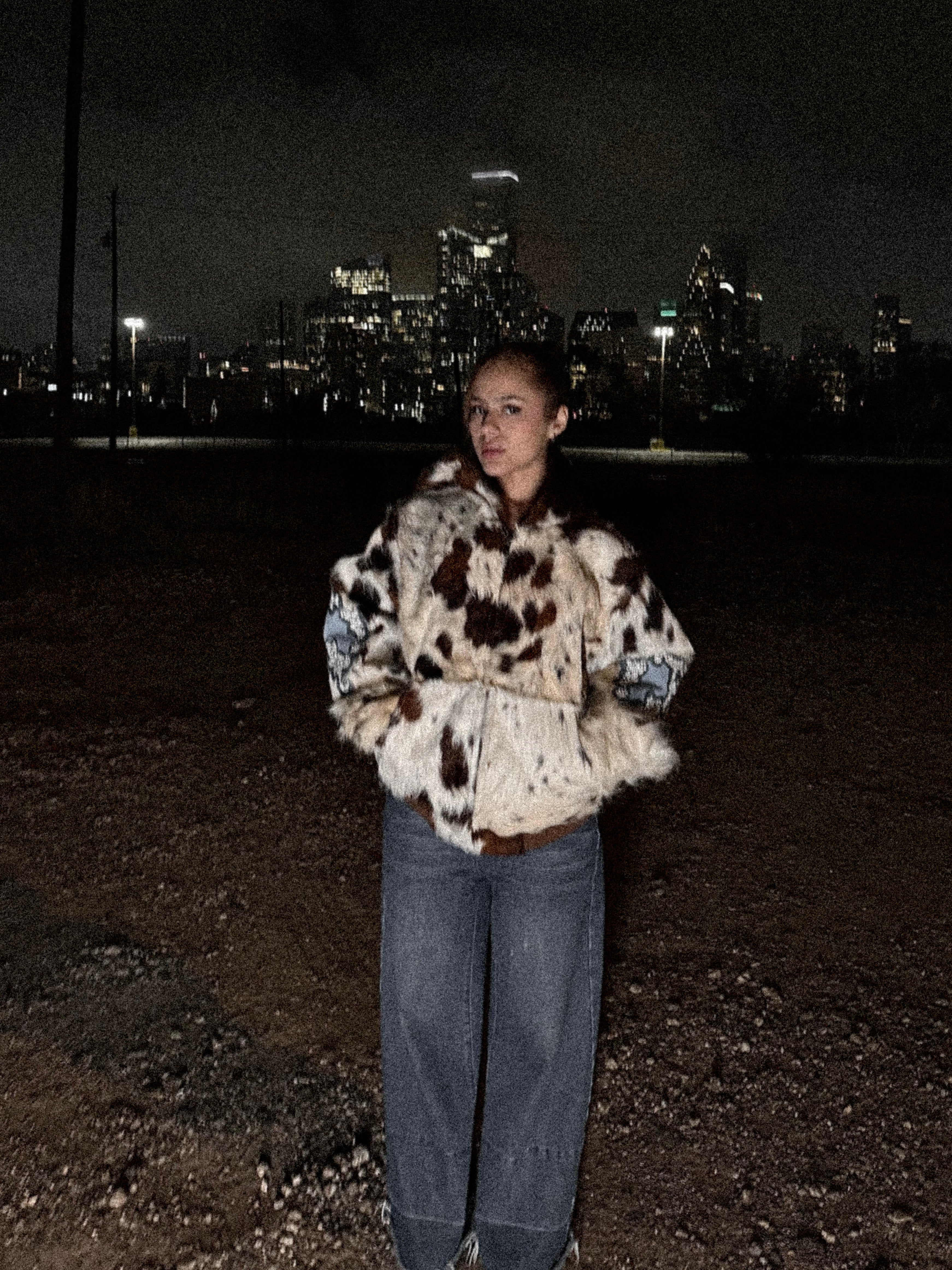 Patched Cowhide Hoodie
